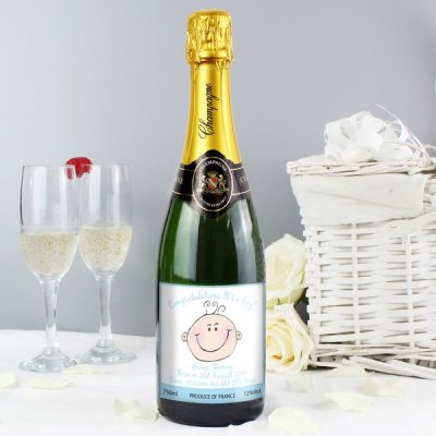 Personalised Baby Face Blue Champagne (image for) Personalised Baby Face Blue Champagne