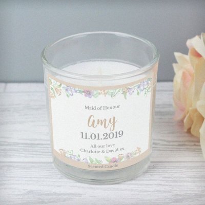 (image for) Personalised Floral Watercolour Scented Jar Candle