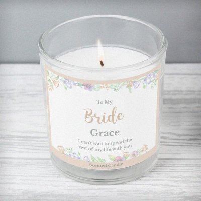 (image for) Personalised Floral Watercolour Scented Jar Candle