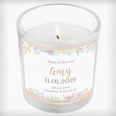 (image for) Personalised Floral Watercolour Scented Jar Candle