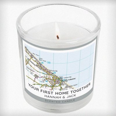 (image for) Personalised Present Day Map Compass Scented Jar Candle