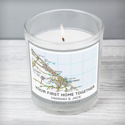 (image for) Personalised Present Day Map Compass Scented Jar Candle