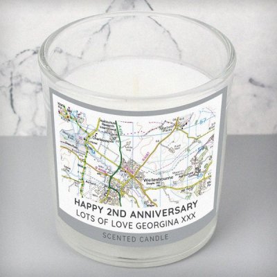 (image for) Personalised Present Day Map Compass Scented Jar Candle