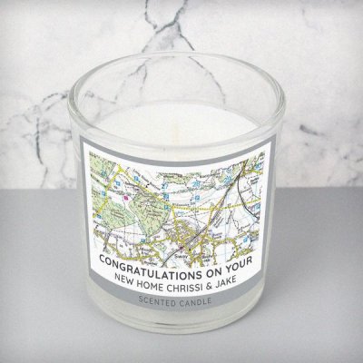 (image for) Personalised Present Day Map Compass Scented Jar Candle