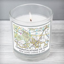 (image for) Personalised Present Day Map Compass Scented Jar Candle