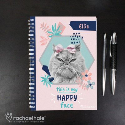 (image for) Personalised Rachael Hale 'Happy Face' Cat A5 Notebook