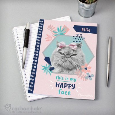 (image for) Personalised Rachael Hale 'Happy Face' Cat A5 Notebook