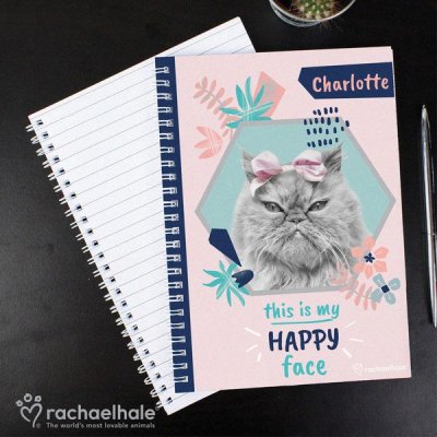 (image for) Personalised Rachael Hale 'Happy Face' Cat A5 Notebook