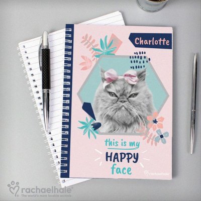 (image for) Personalised Rachael Hale 'Happy Face' Cat A5 Notebook