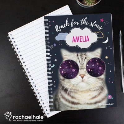 (image for) Personalised Rachael Hale Space Cat A5 Notebook