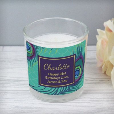 (image for) Personalised Peacock Scented Jar Candle