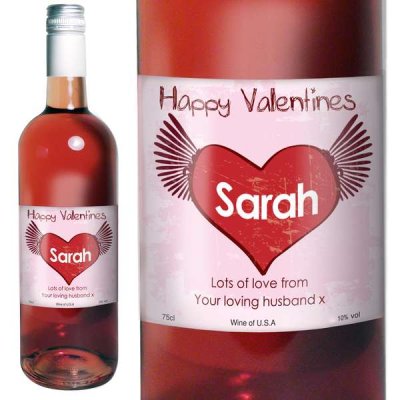 (image for) Personalised Rose Wine Heart Label