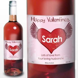 (image for) Personalised Rose Wine Heart Label