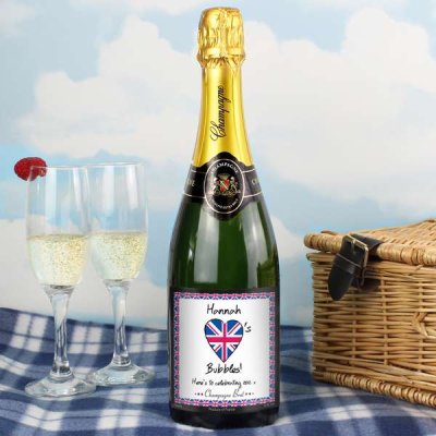 (image for) Personalised Union Jack Champagne with Gift Box