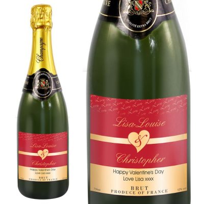 (image for) Personalised Couples Heart Champagne - Red Design