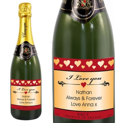 (image for) Personalised Hearts Champagne