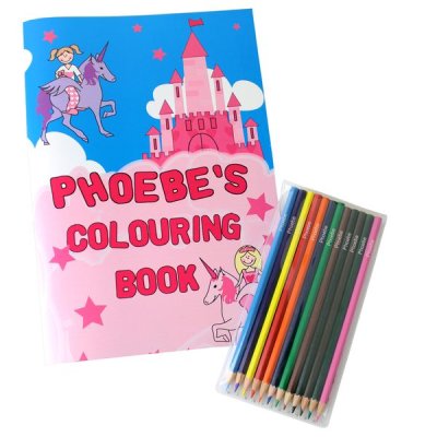 (image for) Personalised Princess Colouring Book with Pencil Crayons