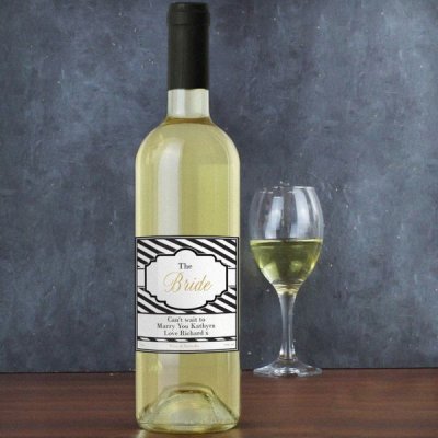 (image for) Personalised Art Deco Striped White Wine