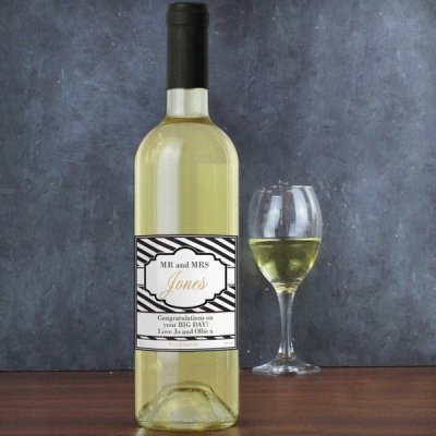 (image for) Personalised Art Deco Striped White Wine