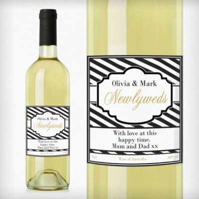 (image for) Personalised Art Deco Striped White Wine