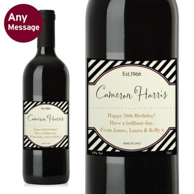 (image for) Personalised Black Stripe Red Wine