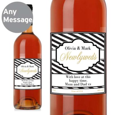 (image for) Personalised Art Deco Striped Rose Wine