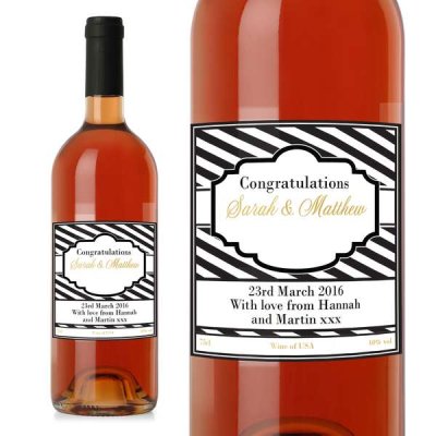 (image for) Personalised Art Deco Striped Rose Wine