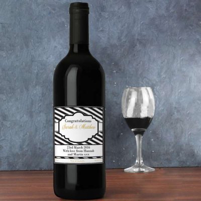 (image for) Personalised Art Deco Striped Red Wine