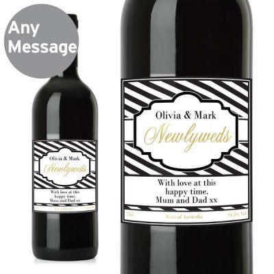 (image for) Personalised Art Deco Striped Red Wine