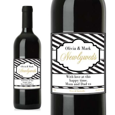 (image for) Personalised Art Deco Striped Red Wine