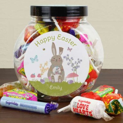 (image for) Personalised Easter Meadow Bunny Sweets Jar