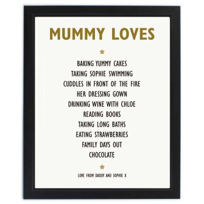 (image for) Personalised List of Love Poster Frame