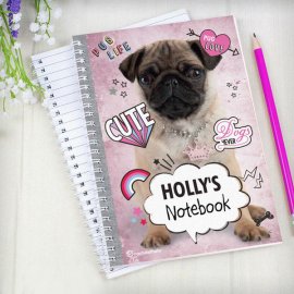 (image for) Personalised Rachael Hale Doodle Pug A5 Notebook