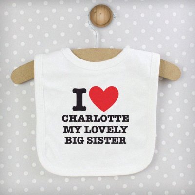 (image for) Personalised I HEART 0-3 Months Baby Bib