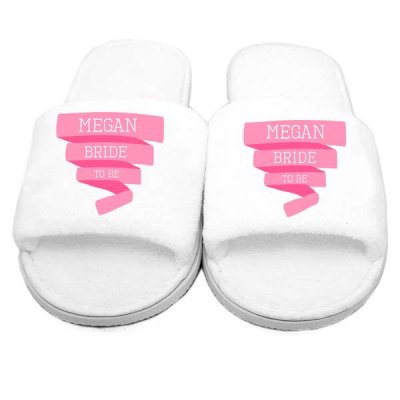 (image for) Personalised Pink Banner Velour Slippers