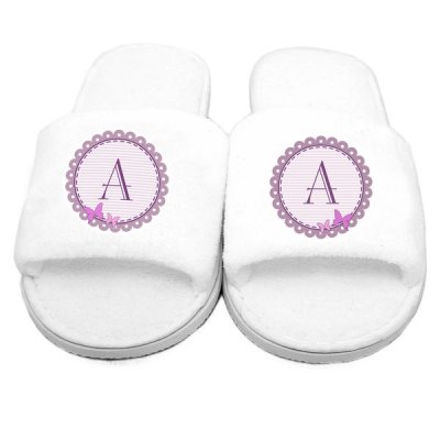 (image for) Personalised Butterfly Initial Velour Slippers