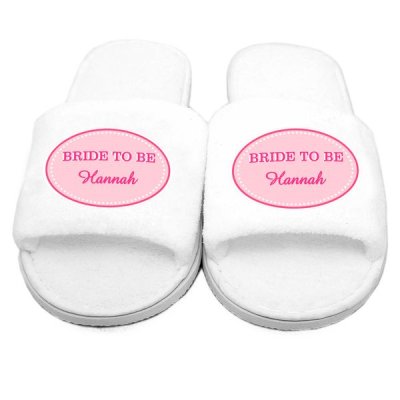 (image for) Personalised Pink Oval Velour Slippers