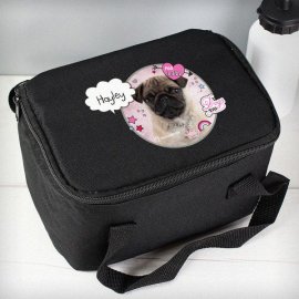 (image for) Personalised Rachael Hale Doodle Pug Black Lunch Bag