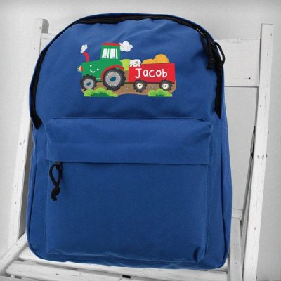 (image for) Personalised Tractor Blue Backpack