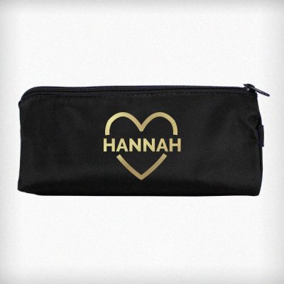 (image for) Personalised Gold Heart Black Pencil Case