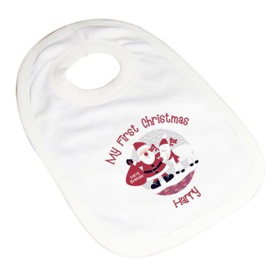 (image for) Personalised Rooftop Santa 1st Christmas Bib