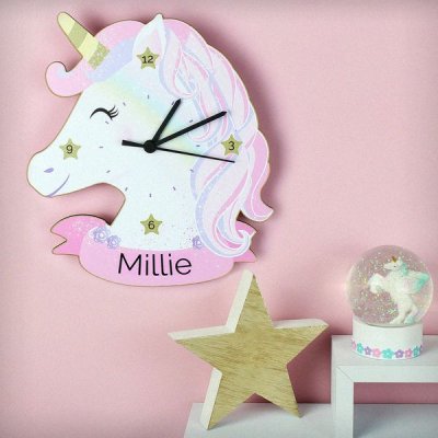 (image for) Personalised Unicorn Shape Wooden Clock