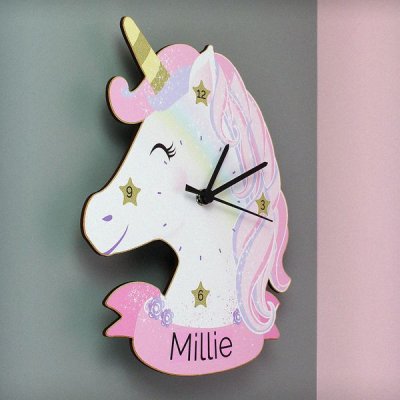 (image for) Personalised Unicorn Shape Wooden Clock