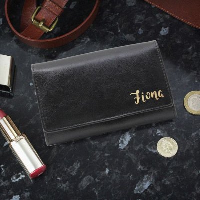 (image for) Personalised Gold Name Black Purse