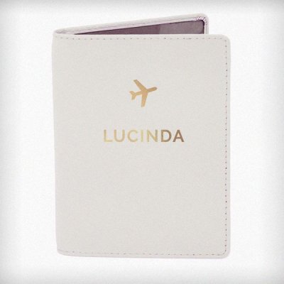 (image for) Personalised Gold Name Cream Passport Holder