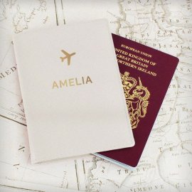 (image for) Personalised Gold Name Cream Passport Holder