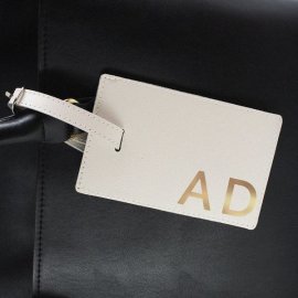 (image for) Personalised Gold Initials Cream Luggage Tag