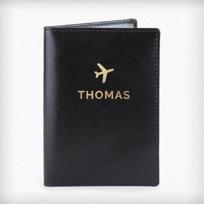 (image for) Personalised Gold Name Black Passport Holder