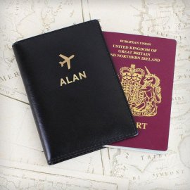 (image for) Personalised Gold Name Black Passport Holder