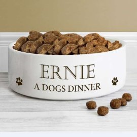 (image for) Personalised Paws 14cm Medium White Pet Bowl